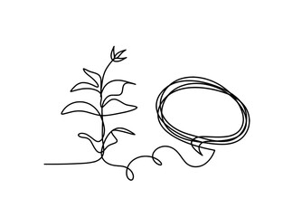 Wall Mural - Abstract sprout with comment as line drawing on the white background. Vector