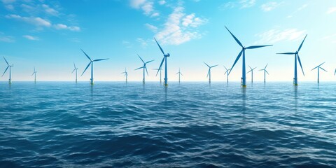 Wind turbines in the sea, a symbol of harnessing nature for power.