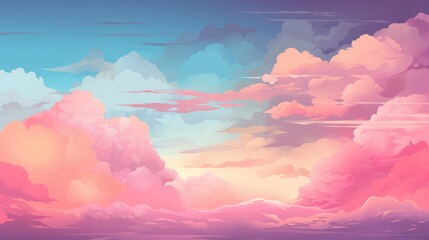 Wall Mural - Aesthetic background with beautiful turquoise Sky and pink cloud, AI generated Image