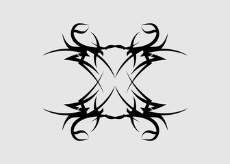 Sticker - tribal sharp symmetrical black tattoo for body decoration