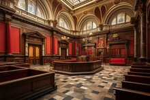 Interior Of Court Room In St. George's Hall, Liverpool, UK. Generative AI