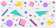 © Anamarija - Retro 90s abstract geometric background with grid. Memphis style elements. Vector illustration.