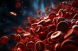 Red blood cells arterial blood stream health biology anatomy physiology microscopic microbiology science medical treatment human vein circulation pressure level life cell organic scientific material