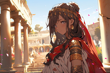 Timetraveling Adventurer Anime Girl In Ancient Rome