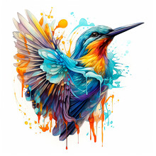 A Color Tattoo Illustration Surreal Bird. Generative AI