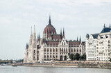 Fototapeta Lawenda - View of Budapest Parliament from Danube River stock photo
