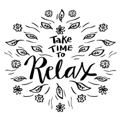 Wall Mural - Take time to relax hand lettering.