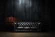 3D rendering of a dark leather couch in an vacant space. Generative AI