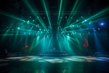 Wall Mural - Empty huge stage with colorful spotlights