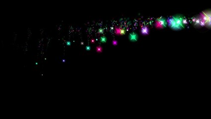Wall Mural - Colorful glitter particles stream motion graphics with plain black background