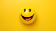 Yellow smiley face emoticon on yellow background banner
