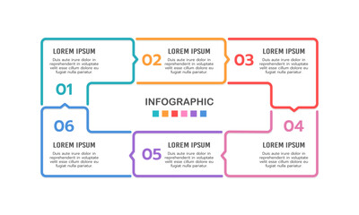 6-step infographic poster or brochure. Business presentation. Vector illustration.