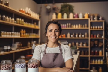 Small business owner smiling. Generate Ai