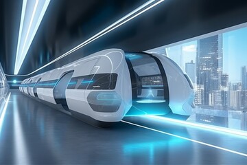 Poster - Urban mobile future subway speed. Generate Ai