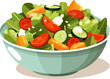Fresh vegetable salad in ceramic bowl. Fresh and healthy food. Vegetarian nutrition. Vector