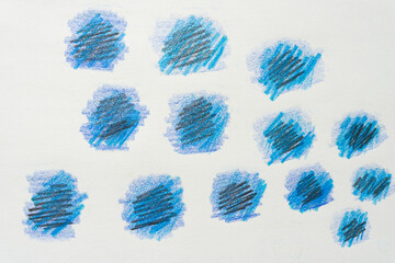 Sticker - color pencil spots with a grungy element in lavender and blue, and black on blank paper