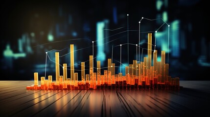 Wall Mural - Stock market and trading, digital graph, Business growth concept, show marketing graph analyzing stock market changes with achieve the target marketing