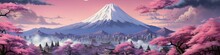 Fuji Mountain In Japan Panorama Illustration Walpaper