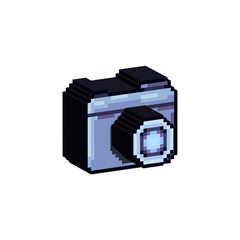 Poster - Isometric Pixel art 3d of camera for items asset. simple 3d of camera for game on pixelated style.8bits perfect for game asset or design asset element for your game design asset.