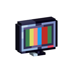 Fototapete - Isometric Pixel art 3d of monitor computer for items asset. simple 3d of monitor for game on pixelated style.8bits perfect for game asset or design asset element for your game design asset.