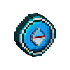 Poster - Isometric Pixel art 3d of compas for items asset. simple 3d of compas for game on pixelated style.8bits perfect for game asset or design asset element for your game design asset.