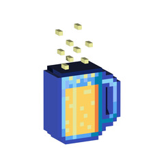 Fototapete - Isometric Pixel art 3d of beer drink for items asset. simple 3d of beer for game on pixelated style.8bits perfect for game asset or design asset element for your game design asset.