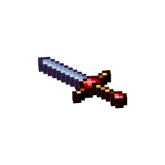 Fototapete - Isometric Pixel art 3d of sword weapon for items asset. simple 3d of weapons sword for game on pixelated style.8bits perfect for game asset or design asset element for your game design asset.