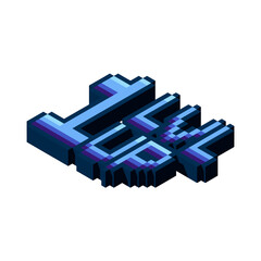 Leinwandbilder - isometric pixel art 3d of level up bar for items asset. simple 3d of level up for game on pixelated 