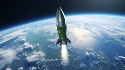 Wall Mural - A space shuttle soaring above the Earth's atmosphere