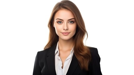 Canvas Print - portrait of a beautiful young business woman on white background. generative ai