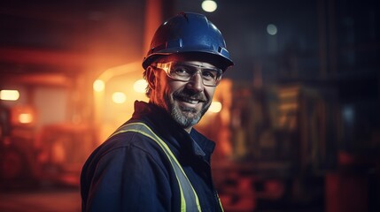 Poster - Male engineering professional on the job Quality control, maintenance, manufacturing inspection, and warehouse storage Factory operators' workshop, engineering team. generative ai