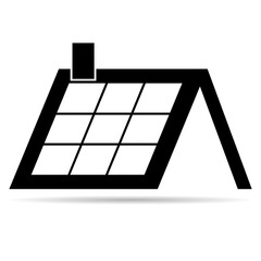 Wall Mural - Solar panel shadow icon, green power technology, ecology alternative energy vector illustration