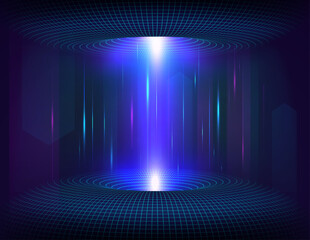 Fototapete - Futuristic portal big data tunnel. Database digital stream, data transfer and connection. High-speed futuristic teleport funnel with elements of light.