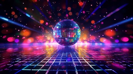 Aufkleber - Sparkling disco ball. Night party, colorful