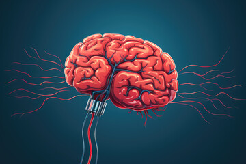 Electric connected brain illustration