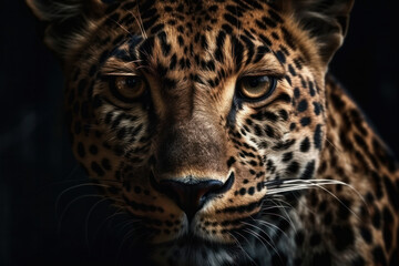 Poster - A captivating portrait of a leopard with striking blue eyes, a true king of the jungle. AI Generative