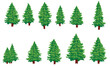 Set of fir trees isolated on white background. Vector illustration.