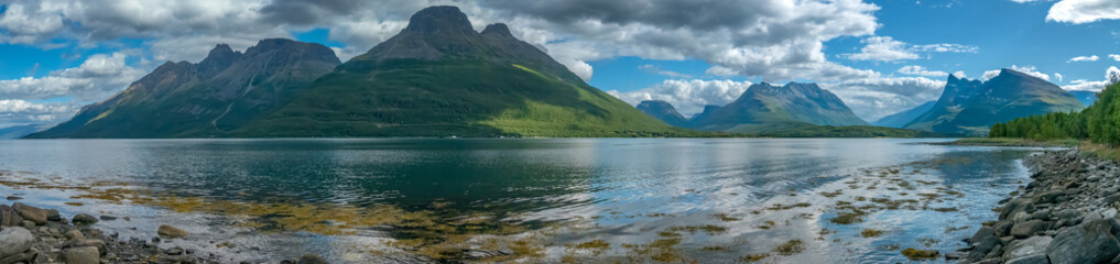 Poster - Spectacular scenery in the Lyngen Alps (Lyngsalpene) region, near Tromsø, Troms of Finnmark, Norway