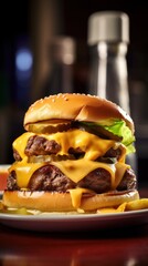 Wall Mural - Burger Perfection: Irresistibly Delicious and Juicy