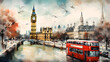 watercolor london city best city on the world - Ai generated