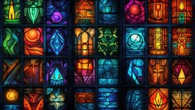 Colorful Stained Glass Panels In The Dark