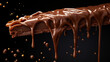 analog photo of a caramel and chocolate river drooling s, generative ai