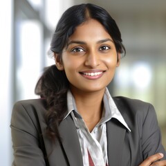 business businesswoman office young girl head shot woman portrait corporate manager indian asian businessperson created using generative ai technology