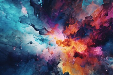  Watercolor abstract background with red, orange and blue splashes. Abstract background, Colorful ink splash on white background.