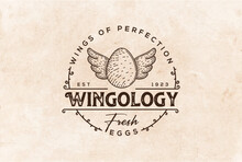 Egg With Wings Retro Farm Fresh Vintage Logo, Badge, Icon, Object And Element.