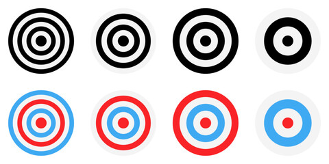 Aufkleber - Firing target. Set of targets on a white background. Archery concept or achieving a goal in business. Vector illustration. Goal icon vector. Set of targets.