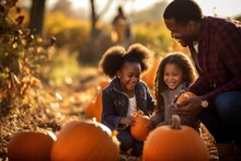 Families Get Fun By Picking Pumpkins At The Pumpkin Patch