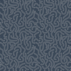 Poster - Monochrome geometric seamless pattern. White outline curved lines