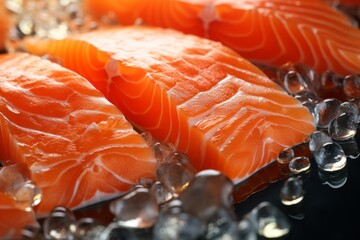 Wall Mural - Appetizing salmon close-up. Background with selective focus