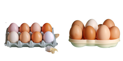 Sticker - Png Set Eggs are placed on a tray in the fridge transparent background